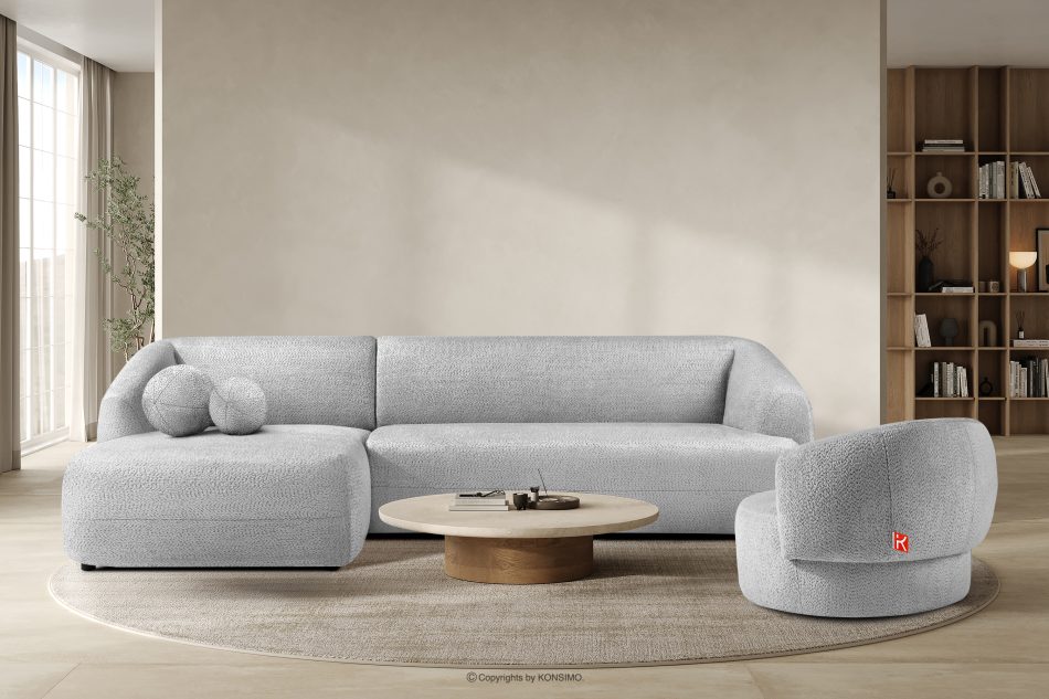 VIRA Ecksofa für das Wohnzimmer Chenille-Stoff links grau grau - Foto 8