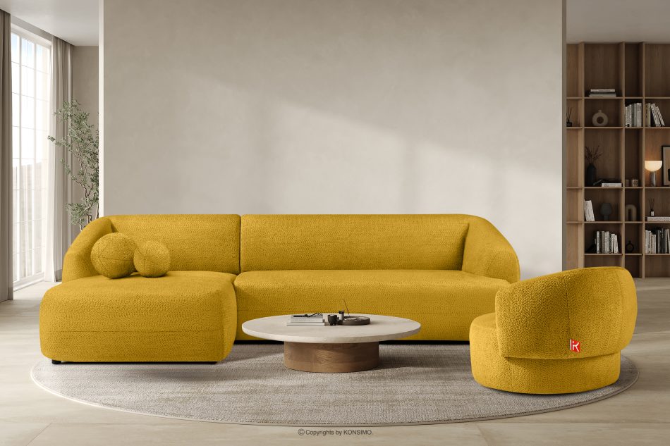 VIRA Ecksofa für das Wohnzimmer Chenille-Stoff links gelb gelb - Foto 8