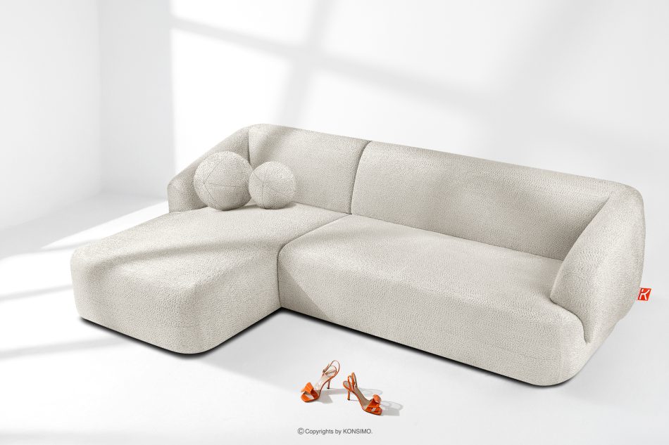 VIRA Ecksofa für das Wohnzimmer Chenille-Stoff links weiß weiß - Foto 1