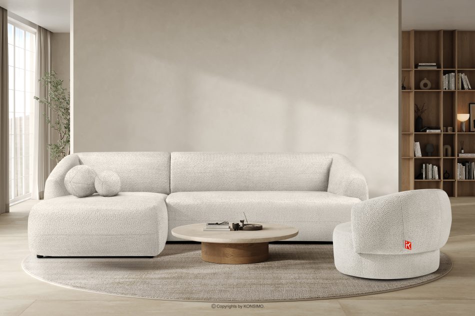 VIRA Ecksofa für das Wohnzimmer Chenille-Stoff links weiß weiß - Foto 8