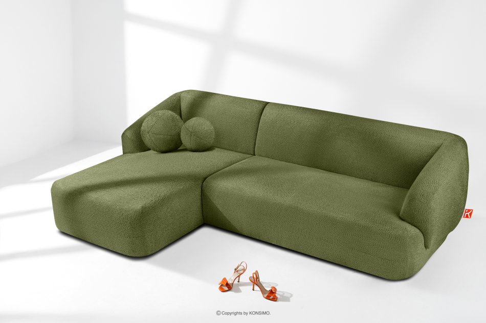 VIRA Ecksofa für das Wohnzimmer Chenille-Stoff links olivgrün oliv - Foto 1