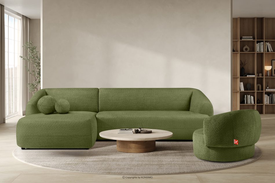 VIRA Ecksofa für das Wohnzimmer Chenille-Stoff links olivgrün oliv - Foto 8