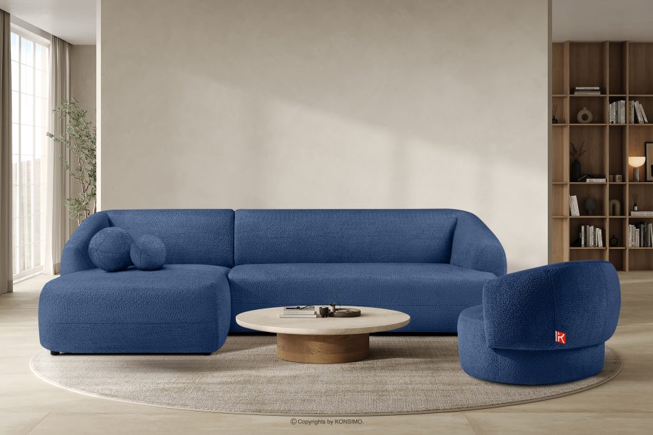 VIRA Ecksofa für das Wohnzimmer Chenille-Stoff links blau blau - Foto 8