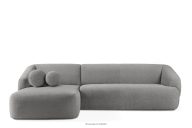 Ecksofa Japandi Bouclé-Stoff links grau