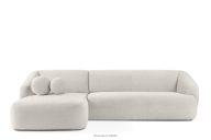 Ecksofa Japandi Bouclé-Stoff links weiß