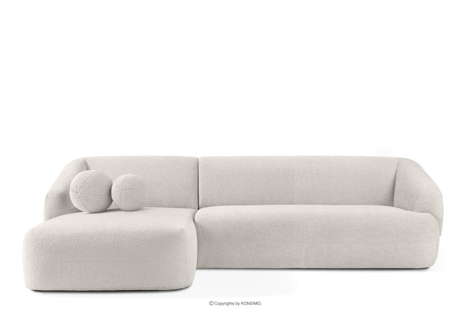 VIRA Ecksofa Japandi Bouclé-Stoff links weiß weiß - Foto 0