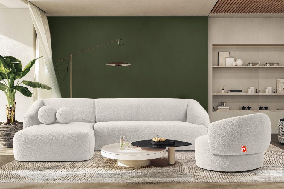 VIRA Ecksofa Japandi Bouclé-Stoff links weiß weiß - Foto 8