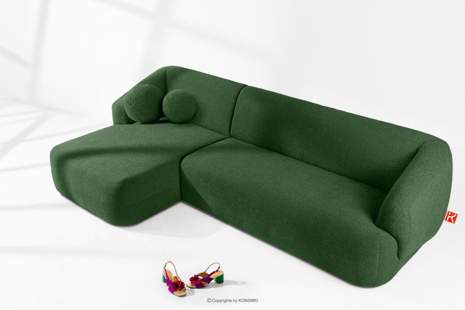 VIRA Ecksofa Boucle im Japandi-Stil links grün grün - Foto 1