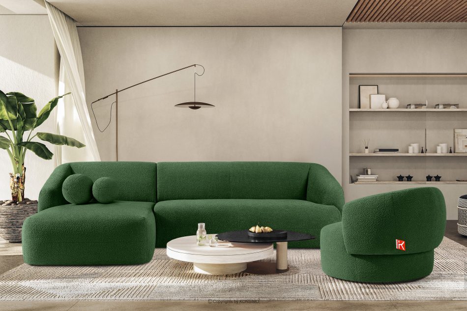 VIRA Ecksofa Boucle im Japandi-Stil links grün grün - Foto 8