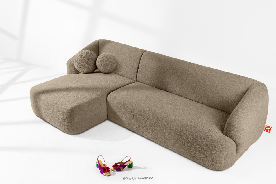 VIRA Ecksofa Japandi Bouclé-Stoff links beige beige - Foto 1