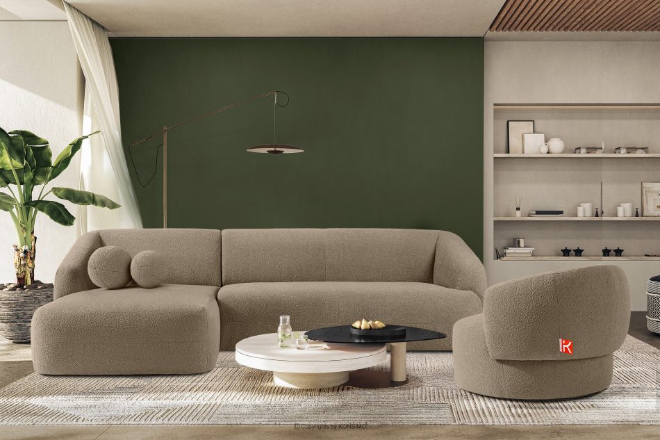 VIRA Ecksofa Japandi Bouclé-Stoff links beige beige - Foto 8