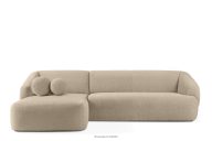 Ecksofa Japandi Bouclé-Stoff links hellbeige