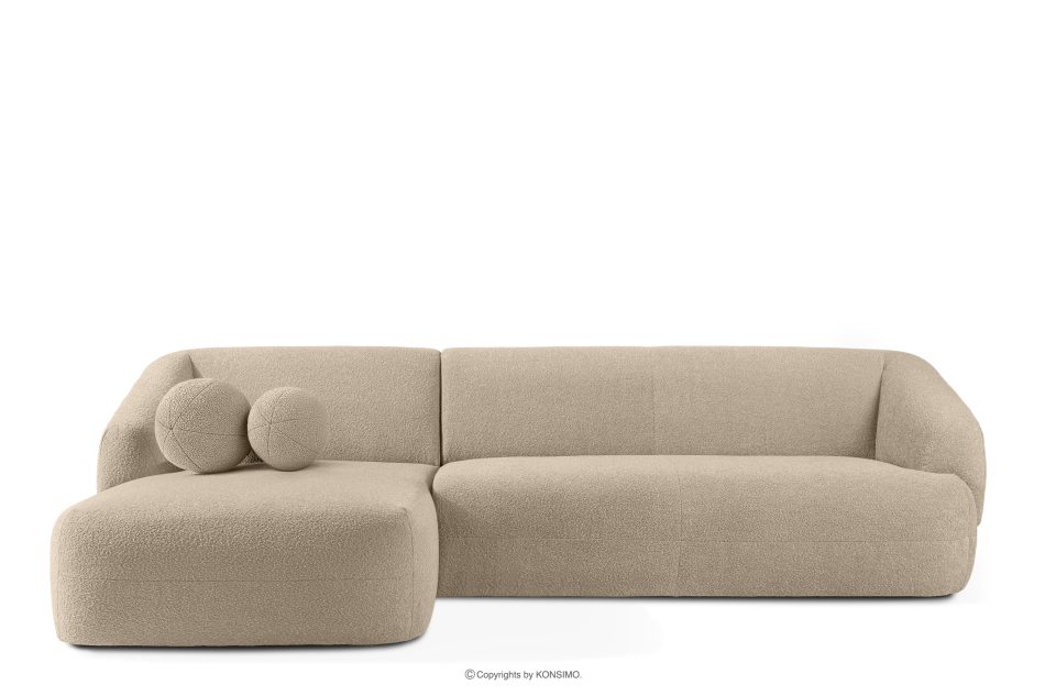 VIRA Ecksofa Japandi Bouclé-Stoff links hellbeige hellbeige - Foto 0