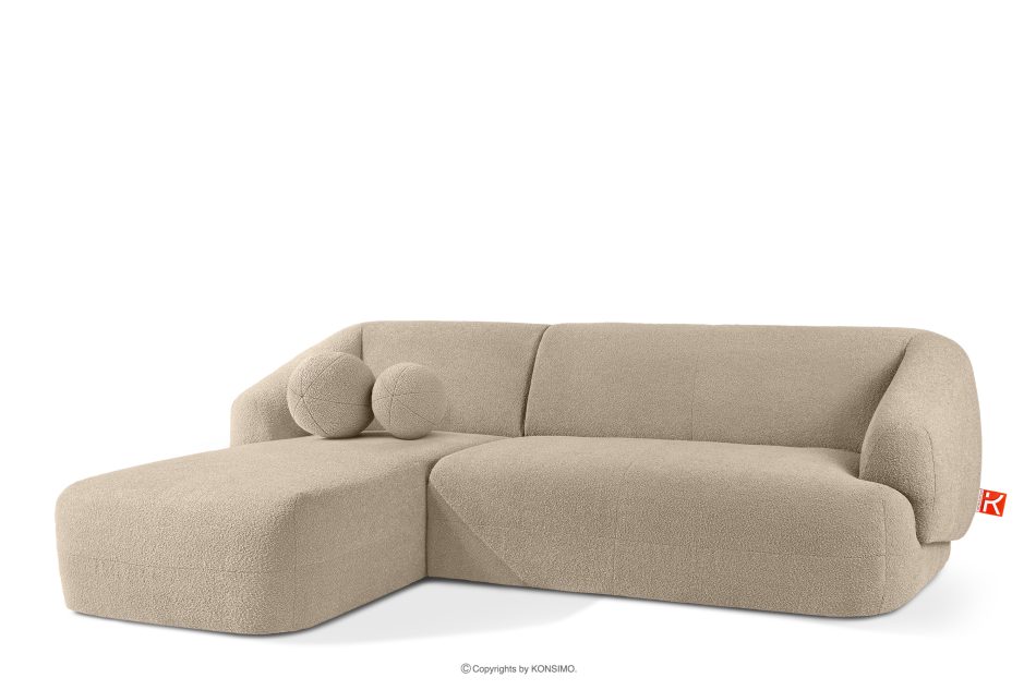 VIRA Ecksofa Japandi Bouclé-Stoff links hellbeige hellbeige - Foto 2