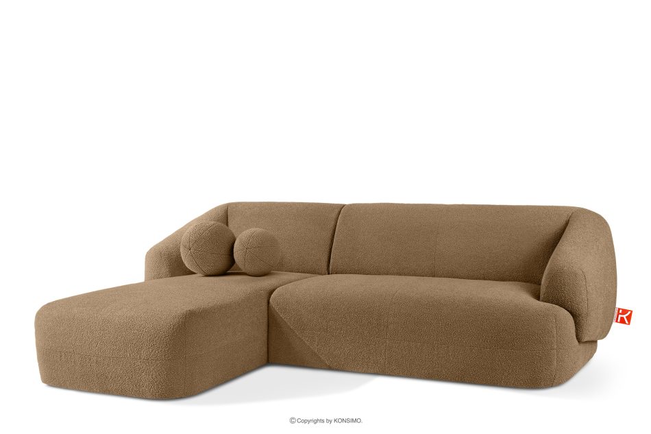 VIRA Ecksofa Bouclé im Japandi-Stil links dunkelbeige dunkelbeige - Foto 2