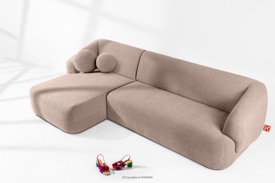 VIRA Ecksofa Japandi Bouclé-Stoff links rosa rosa - Foto 1