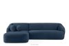 Ecksofa Boucle im Japandi-Stil links marineblau
