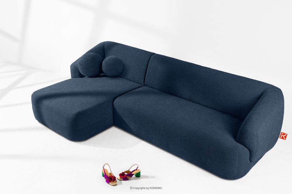 VIRA Ecksofa Boucle im Japandi-Stil links marineblau marineblau - Foto 1