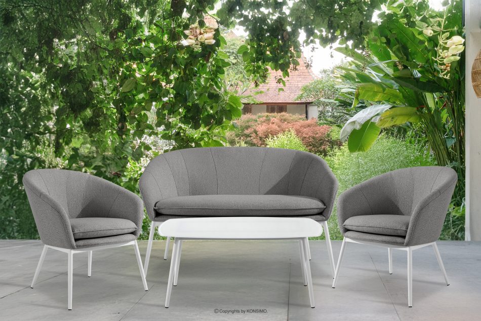 SOLIS Gartensofa aus wasserabweisendem Stoff grau/weiß grau/weiß - Foto 8