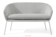 Gartensofa aus wasserabweisendem Stoff hellgrau/weiß