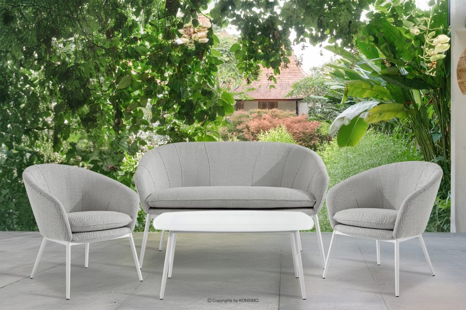 SOLIS Gartensofa aus wasserabweisendem Stoff hellgrau/weiß hellgrau/weiß - Foto 8