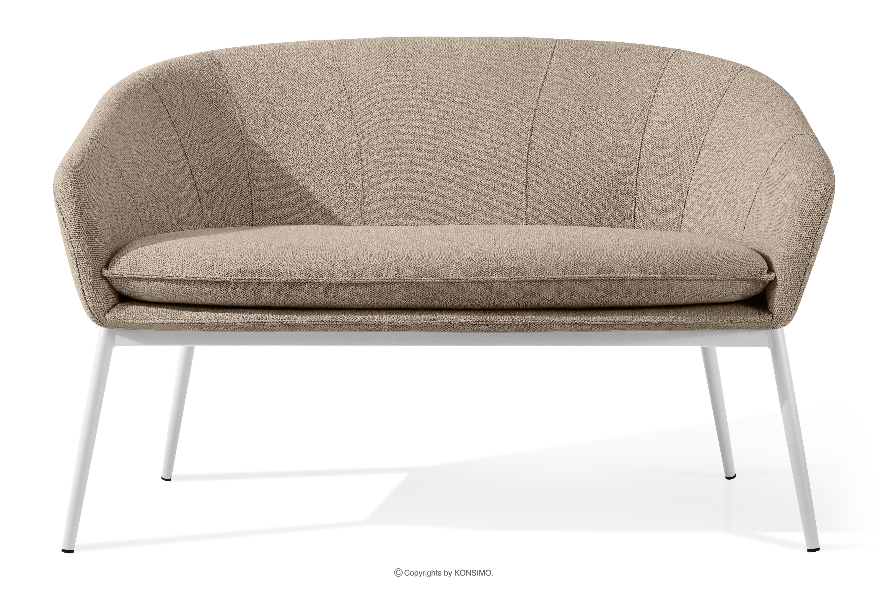Gartensofa aus wasserabweisendem Stoff hellbraun/weiß SOLIS