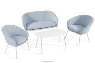 Gartenmöbel-Set aus wasserabweisendem Stoff blau/weiß