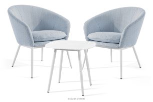 SOLIS, https://konsimo.de/kollektion/solis/ Gartenstühle mit Tisch hellblau/weiß hellblau/weiß - Foto