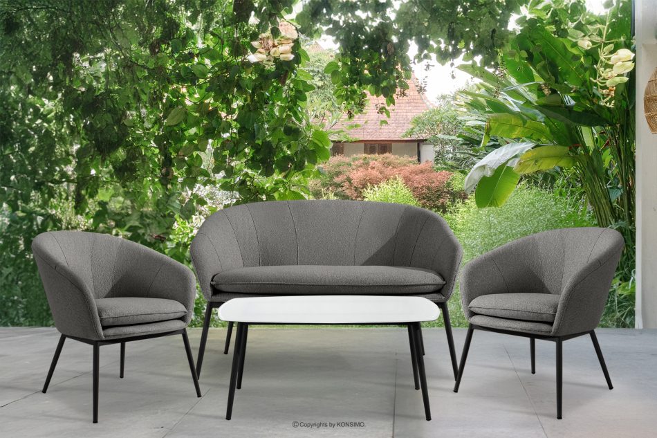 SOLIS Gartenstuhl aus wasserabweisendem Stoff grau/schwarz grau/schwarz - Foto 8