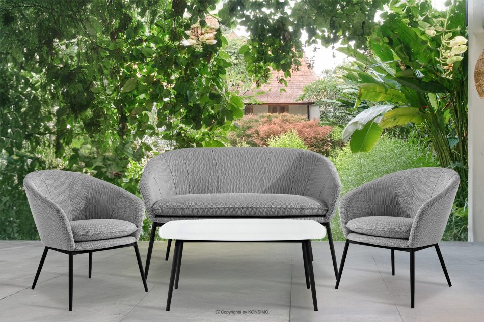 SOLIS Gartenmöbel-Set aus wasserabweisendem Stoff weiß/schwarz weiß/schwarz - Foto 1