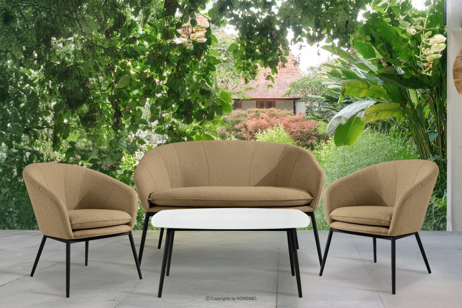 SOLIS Gartenmöbel-Set aus wasserabweisendem Stoff warmbeige/schwarz warm beige/schwarz - Foto 1