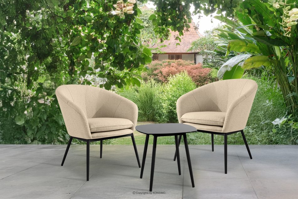 SOLIS Gartenmöbel Sessel und Tisch cremefarben/schwarz cremefarben/schwarz - Foto 1