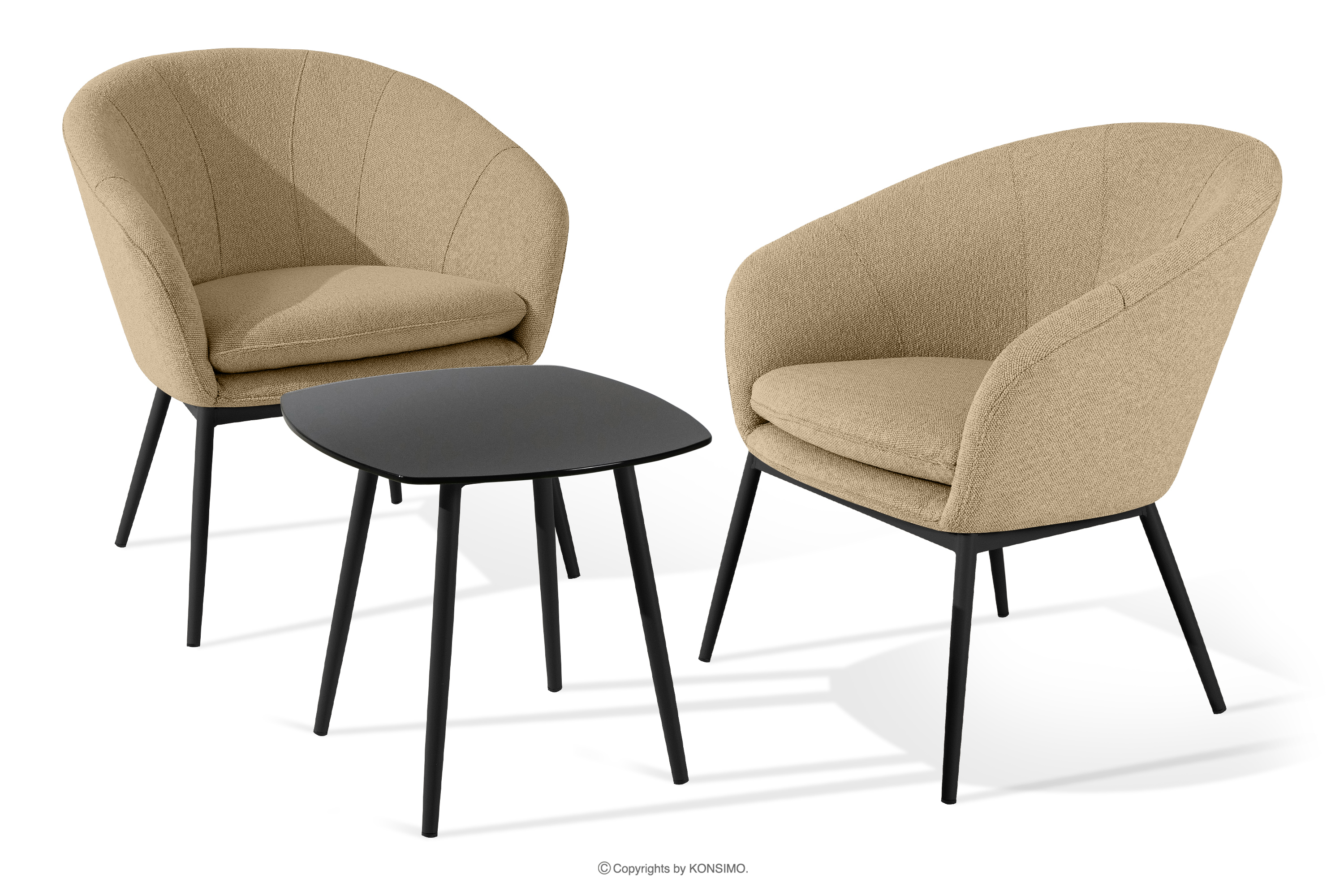 Gartenmöbel Sessel und Tisch warmbeige/schwarz SOLIS