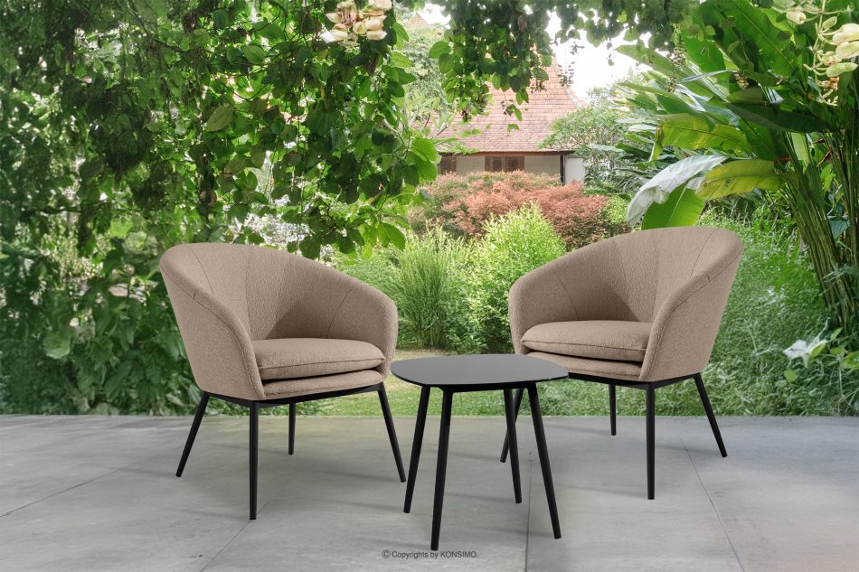 SOLIS Gartenmöbel Sessel und Tisch hellbraun/schwarz hellbraun/schwarz - Foto 1