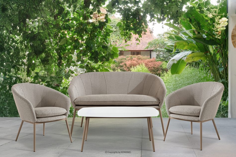 SOLIS Gartensofa aus wasserabweisendem Stoff braun/weiß/beige braun/weiß/beige - Foto 8