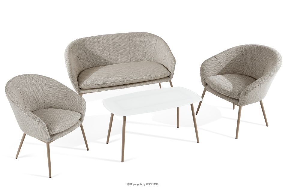 SOLIS Gartenmöbel-Set aus wasserabweisendem Stoff braun/weiß/beige braun/weiß/beige - Foto 0
