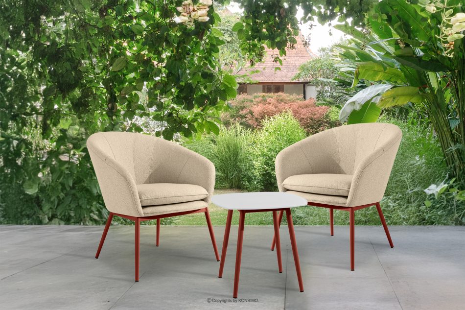SOLIS Gartenstuhl aus wasserabweisendem Stoff in Creme/Rot cremefarben/rot - Foto 8