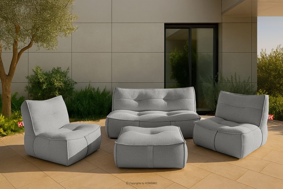 LOVIA Weicher Sitzhocker für den Garten aus gewebtem Outdoor-Stoff, dunkelgrau/weiß dunkelgrau/weiß - Foto 13