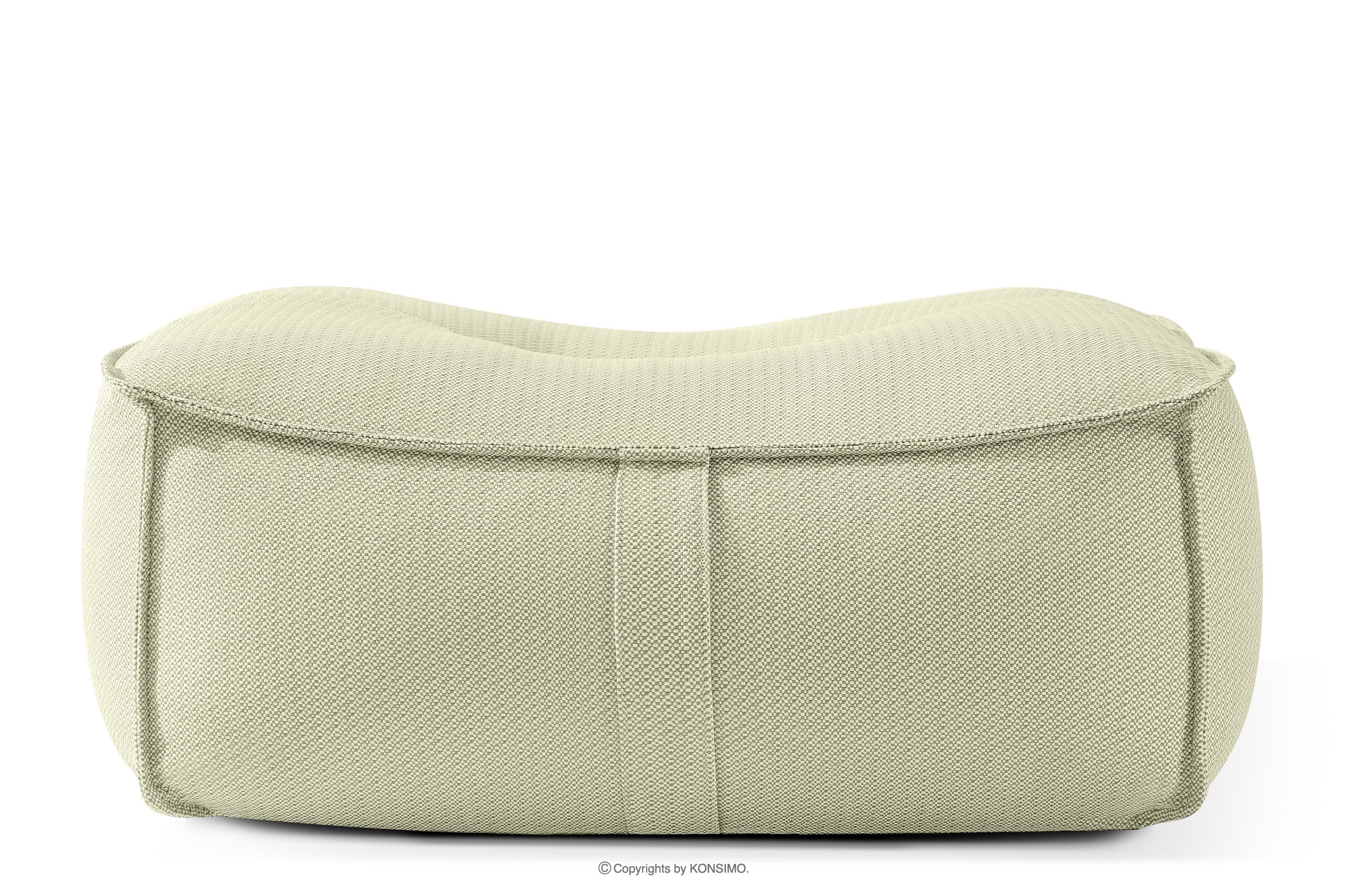Weicher Sitzhocker für den Garten aus gewebtem Outdoor-Stoff, hellgrün/weiß