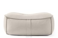 Weicher Sitzhocker für den Garten aus gewebtem Outdoor-Stoff, dunkelbeige/weiß