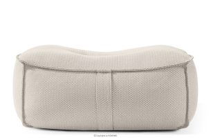 LOVIA, https://konsimo.de/kollektion/lovia/ Weicher Sitzhocker für den Garten aus gewebtem Outdoor-Stoff, dunkelbeige/weiß dunkelbeige/weiß - Foto