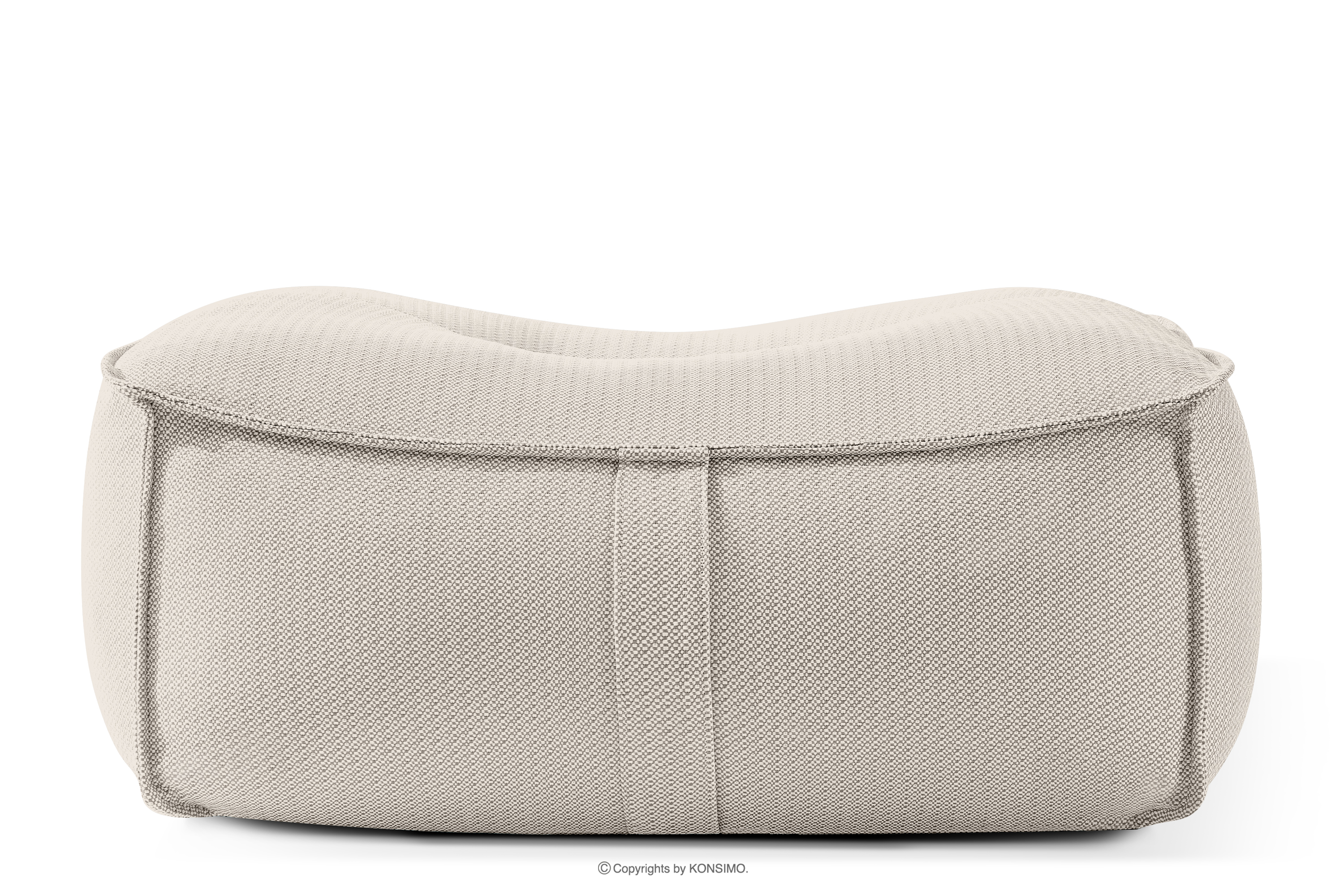 Weicher Sitzhocker für den Garten aus gewebtem Outdoor-Stoff, dunkelbeige/weiß