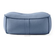 Bequemer Sitzhocker für den Garten aus gewebtem Outdoor-Stoff, marineblau/weiß