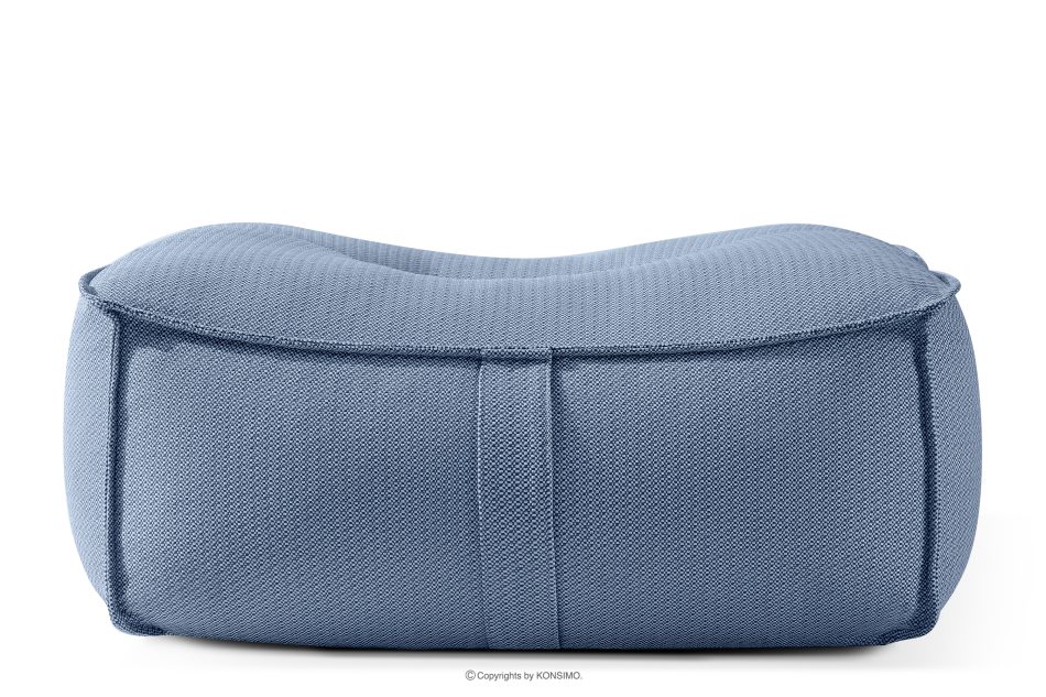 LOVIA Bequemer Sitzhocker für den Garten aus gewebtem Outdoor-Stoff, marineblau/weiß marineblau/weiß - Foto 0