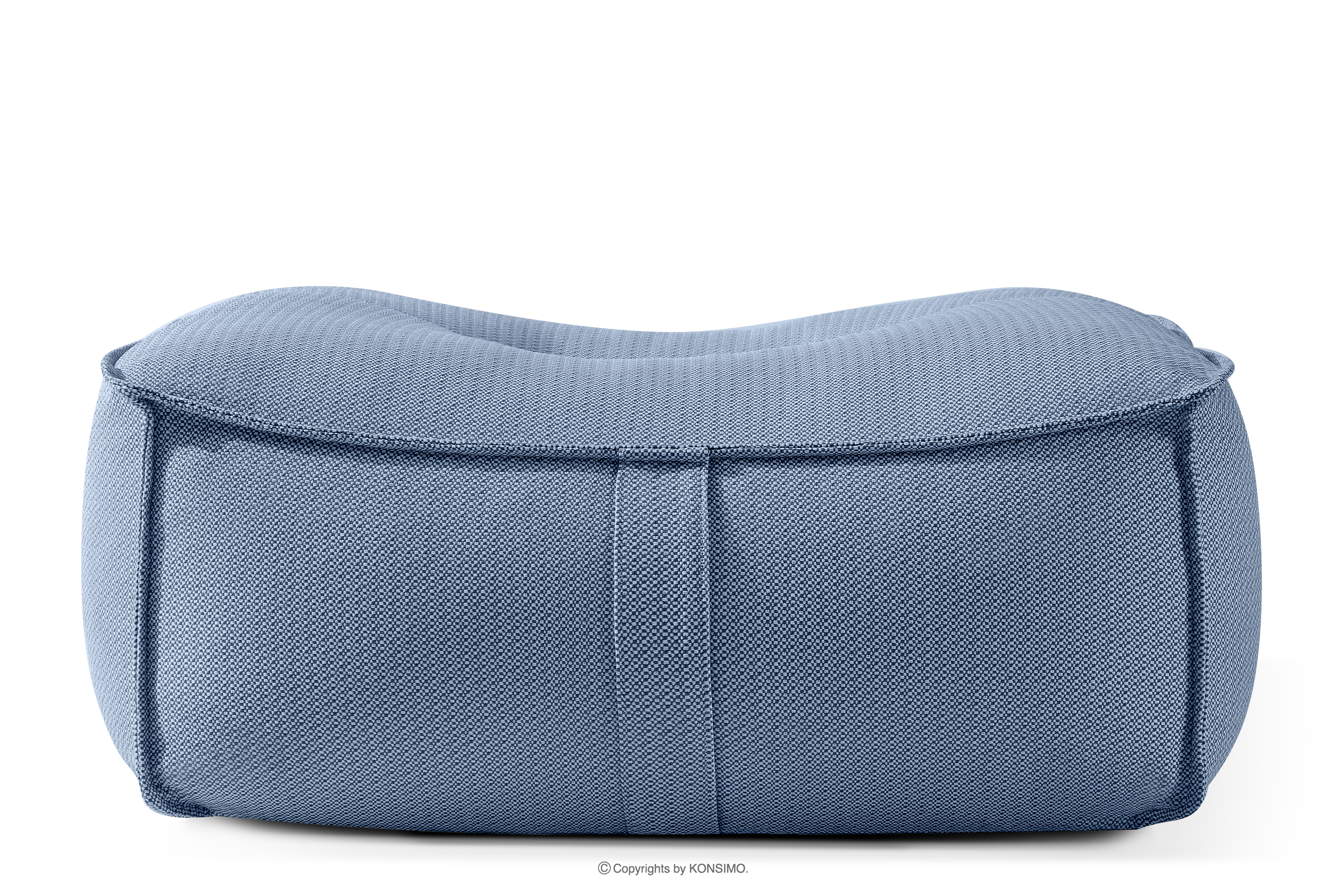 Bequemer Sitzhocker für den Garten aus gewebtem Outdoor-Stoff, marineblau/weiß