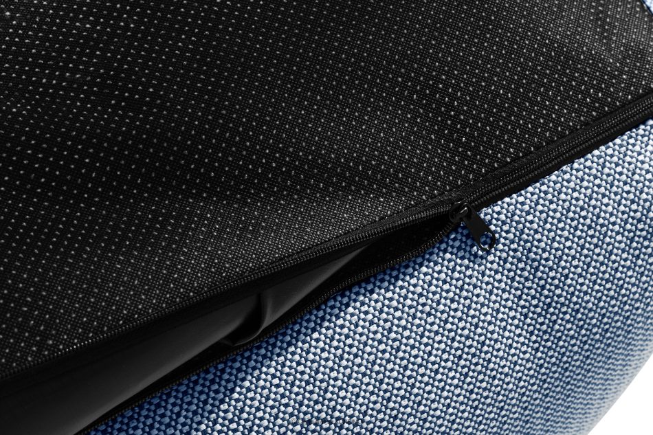 LOVIA Bequemer Sitzhocker für den Garten aus gewebtem Outdoor-Stoff, marineblau/weiß marineblau/weiß - Foto 7