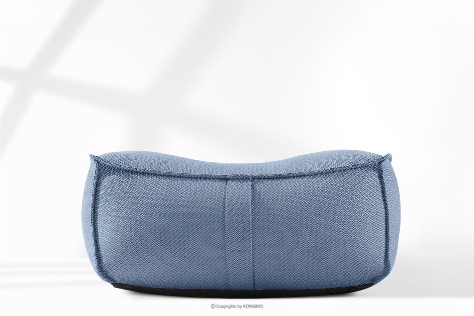 LOVIA Bequemer Sitzhocker für den Garten aus gewebtem Outdoor-Stoff, marineblau/weiß marineblau/weiß - Foto 1