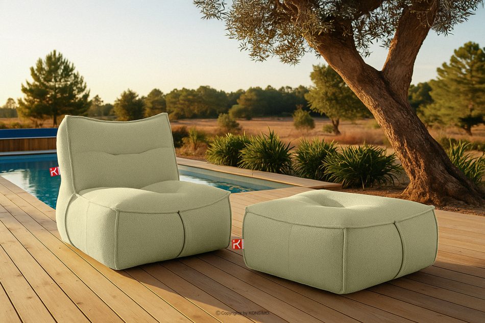 LOVIA Weicher Gartensessel aus Outdoor-Gewebestoff hellgrün/weiß hellgrün/weiß - Foto 18