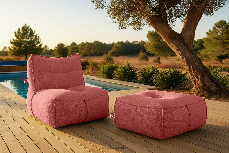 LOVIA Bequemer Gartensessel aus Outdoor-Gewebestoff rot/weiß rot/weiß - Foto 18