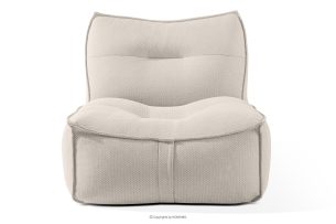 LOVIA, https://konsimo.de/kollektion/lovia/ Weicher Sessel für den Garten aus gewebtem Outdoor-Stoff, dunkelbeige/weiß dunkelbeige/weiß - Foto